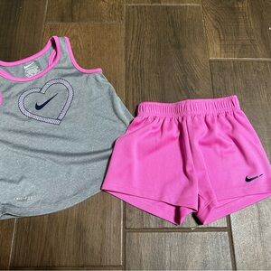 Nike Gray and Pink Tank Top and Shorts Set